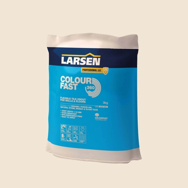 Larsen Colourfast 360 flexible tile grout – 3kg bag